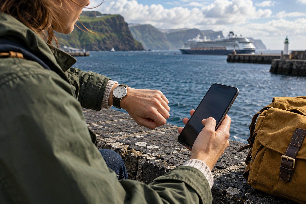 Checking the return time before a shore excursion